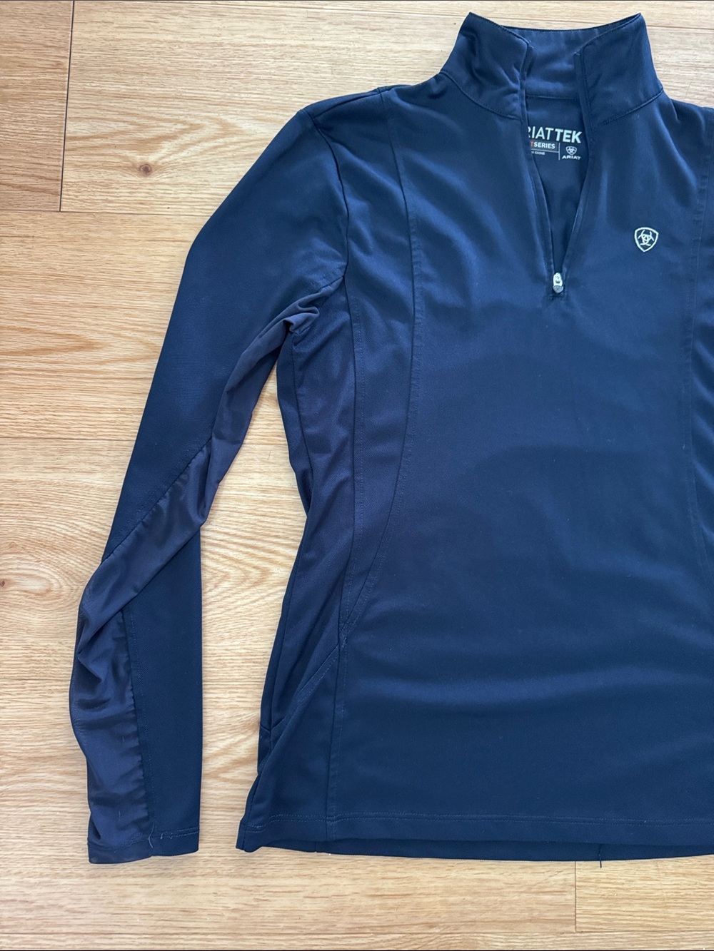 Ariat Tek Women's Dark Navy Quarter-Zip Performance Top Pullover XS Heat Series - Picture 3 of 8